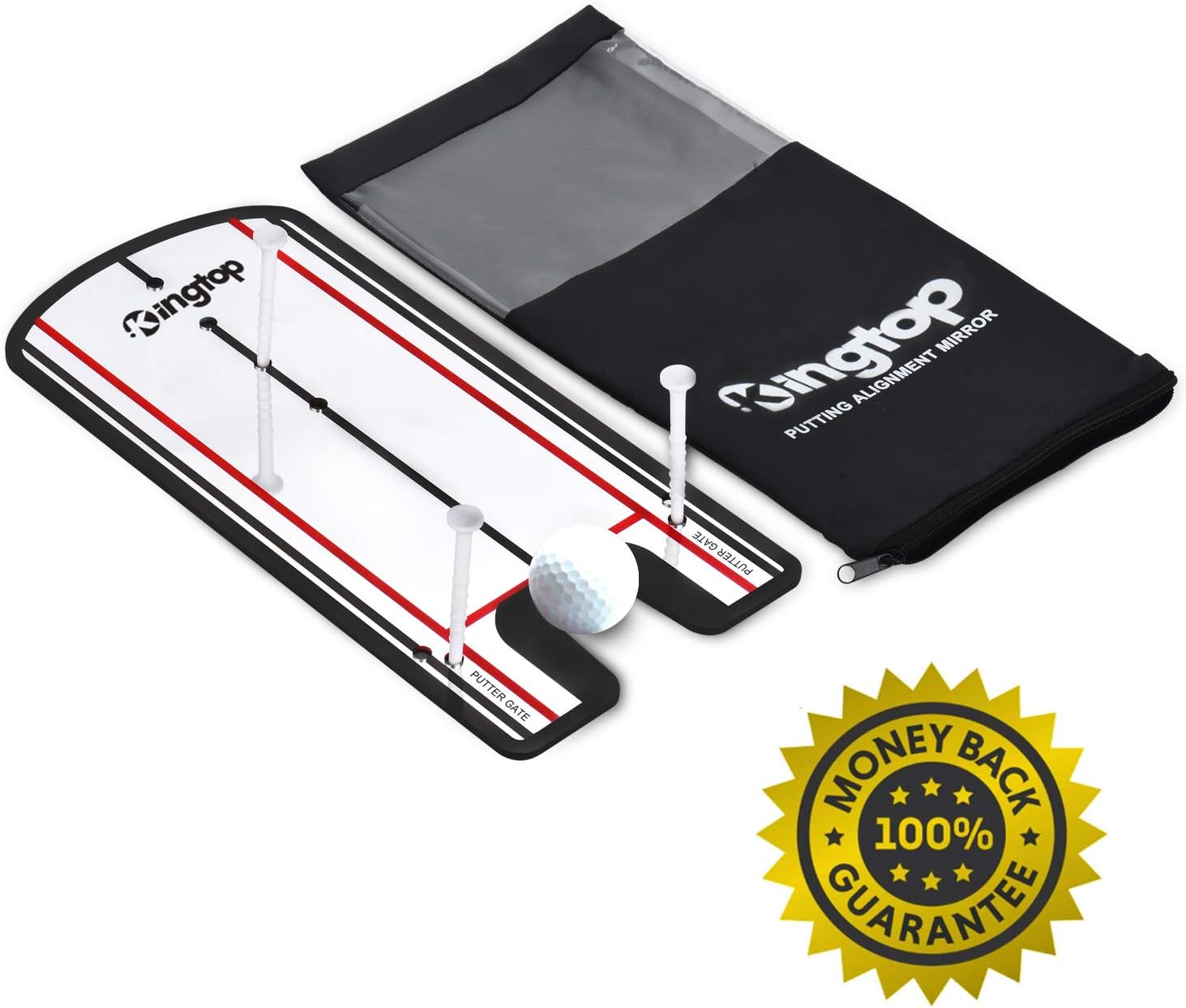 KINGTOP Golf Putting Alignment Mirror, Portable Swing Training Aids, Practice Putting Alignment Aid, Travel Size 12”L x 6”W : Sports & Outdoors