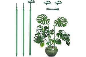 GAGINANG Extendable Plant Stakes,Adjustable Length from 17.9IN to 42.3IN Monstera Support Stakes with Clips,Sturdy Plant Stakes for Indoor Outdoor,Garden Sticks for Tomato,Orchid,Climbing Plants- 3Pack