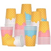 Gatherfun Ice Cream Party Supplies Set for Kids &amp; Girls Birthday Paper Cups,48-Pack 9-oz Baby Shower &amp; Ice Cream Birthday Party Decorations（mix 3 designs）