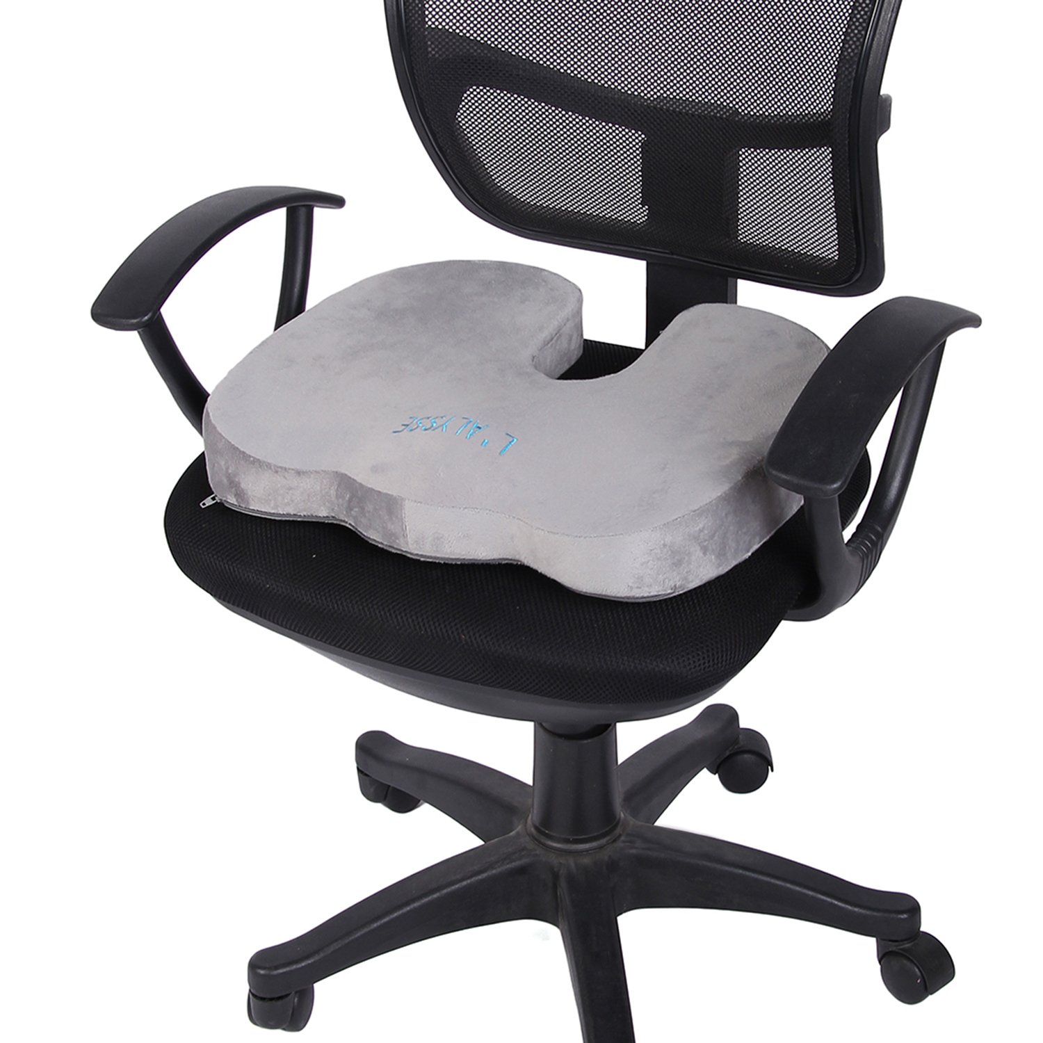 L\'ALYSSE Coccyx and Sciatica Orthopedic Comfort Memory Foam Seat Cushion for Office Chair, Truck Drivers,planes and Cars (grey)