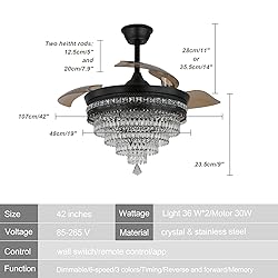 diisunbihuo 42" Black Fandelier with Light Modern