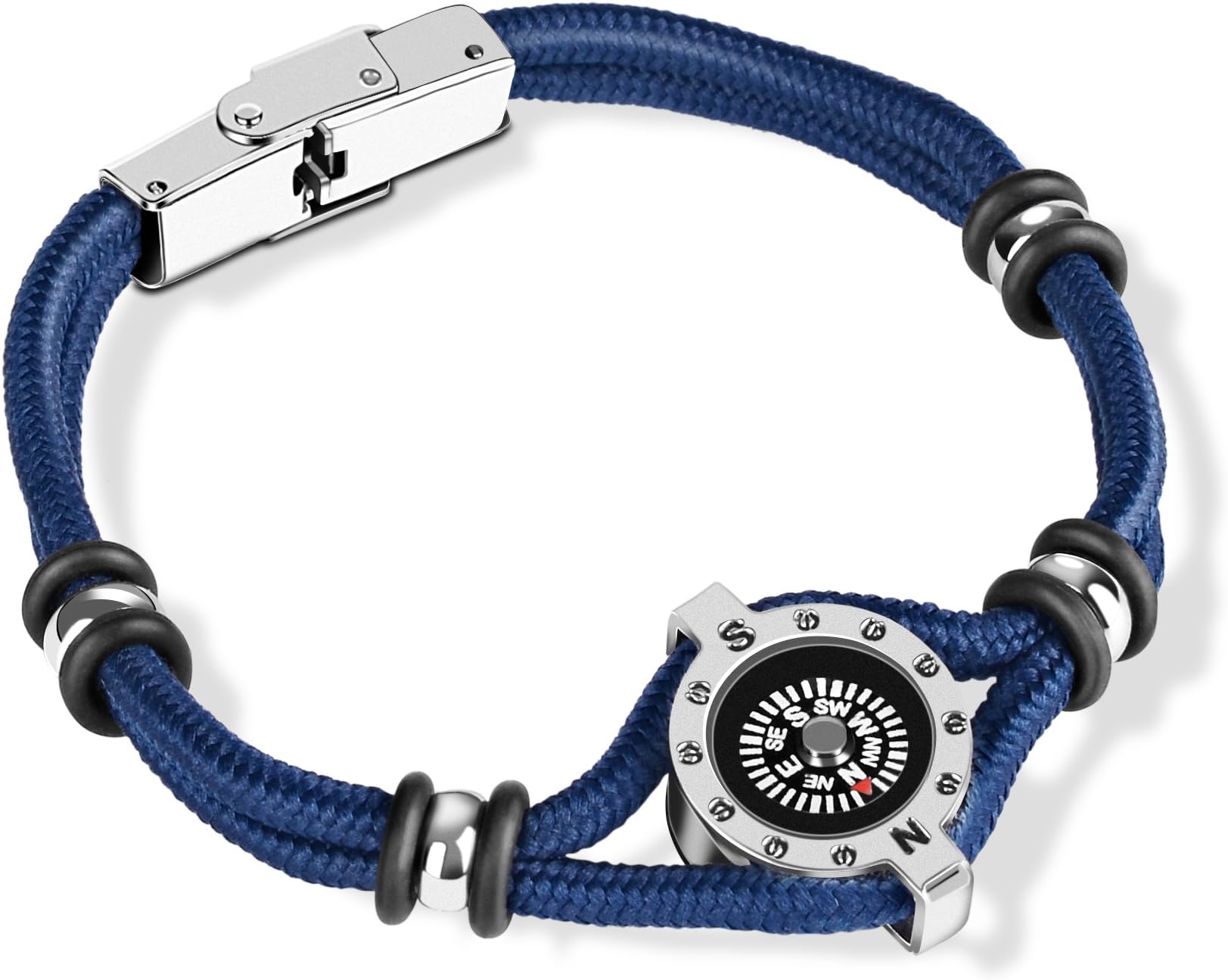 Novelty Birthday Gift for Outdoor Enthusiast! Stylish & Practical, Quality Compass Bracelet, Luxurious Packaging, Paracord Bracelet for Hiking, Camping, Backpacking, Outdoorsman, Camper, Hiker (Blue)