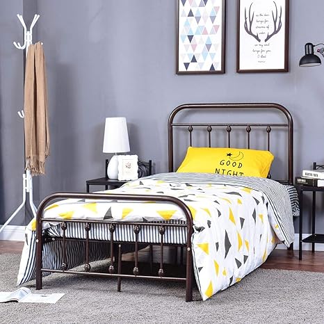 Amazon Com Homerecommend Dark Bronze Metal Bed Frame Platform