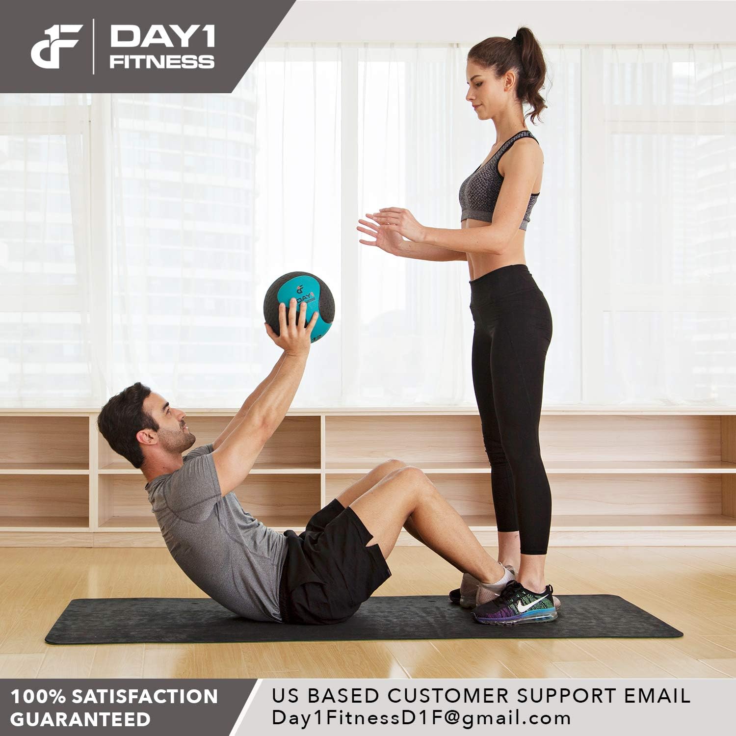 Medicine Exercise Ball with Dual Texture for Superior Grip by Day 1 Fitness - 10 Pounds - Fitness Balls for Plyometrics, Workouts - Improves Balance, Flexibility, Coordination : Sports & Outdoors
