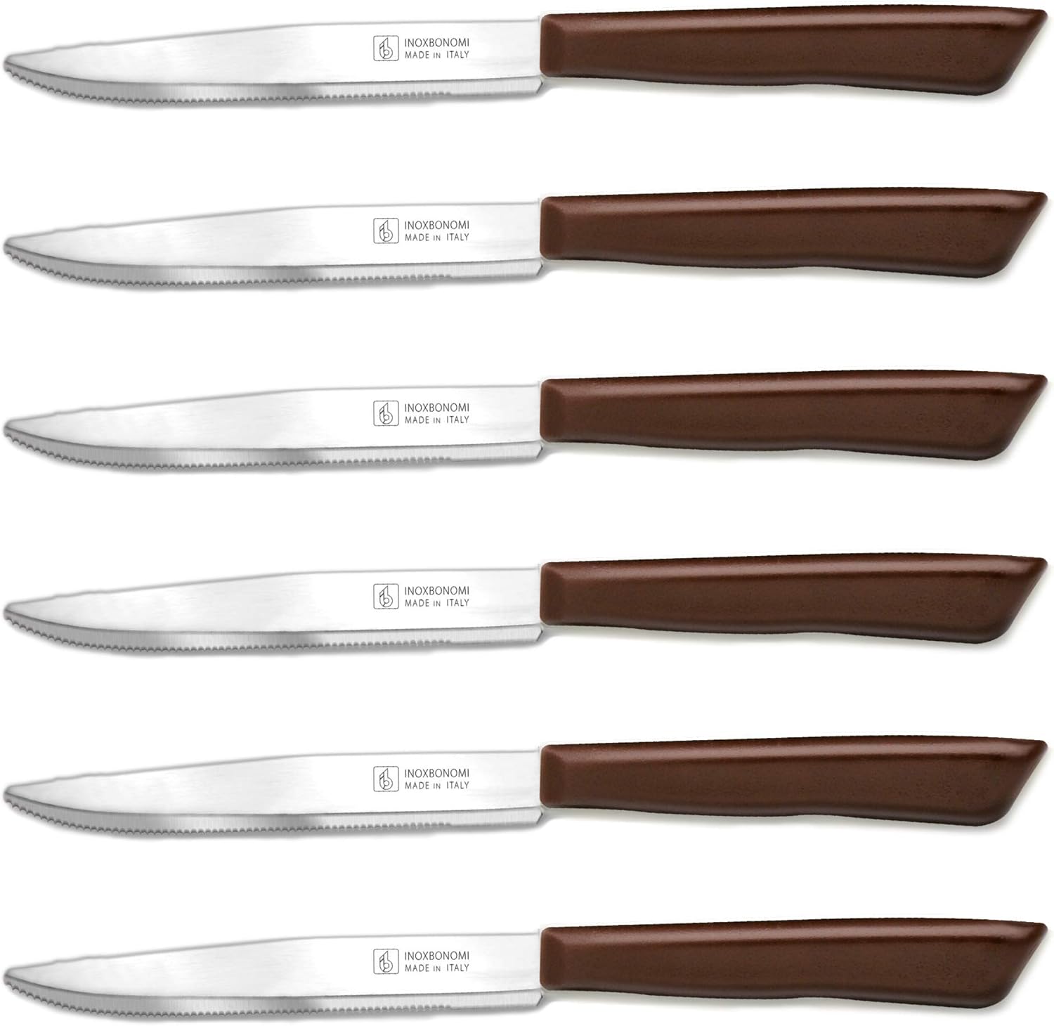 Italian Kitchen Knife Set 6 Pieces (11cm, Extra Sharp Serrated, Table