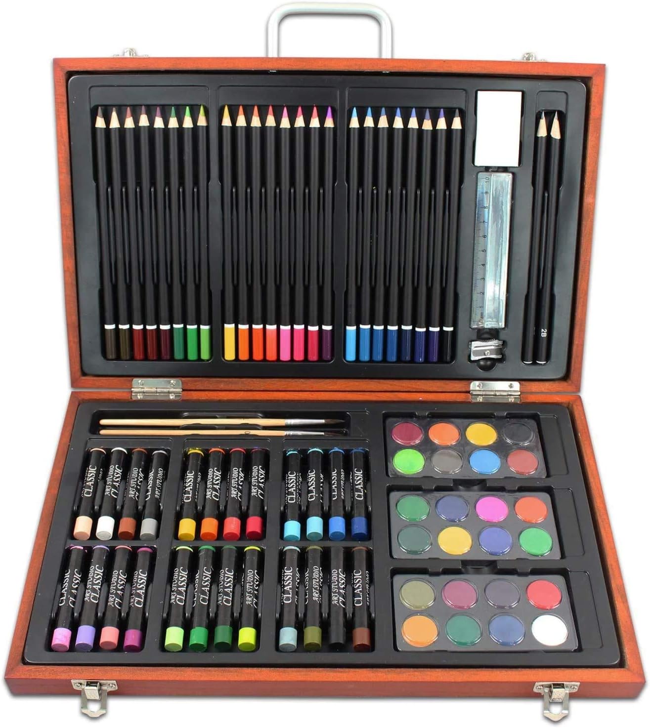 Leogreen Crayon de Couleur Set de Dessin dans un coffret Artiste en bois, Kit D'art Aquarelle Leogreen Crayon de Couleur Set de Dessin dans un coffret Artiste en bois, Kit D'art Aquarelle