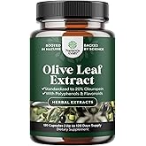 Potent Olive Leaf Extract Capsules - High Strength Antioxidant Supplement with Pure Olive Leaf with 20% Oleuropein - Herbal Heart Health Supplement - Vegan Non-GMO & Gluten Free (4 Month Supply)