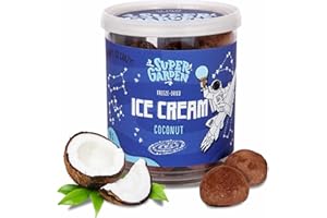 SUPERGARDEN Super Garden Freeze Dried Ice Cream Coconut Flavor with Glaze | Super Crunchy and Delightful Freeze Dried Ice Cream Bites | No-Melt Freeze Dried Candy Perfect for Kids | Premium Quality Freeze Dried Dessert | Space and Astronaut Food | 1.41oz