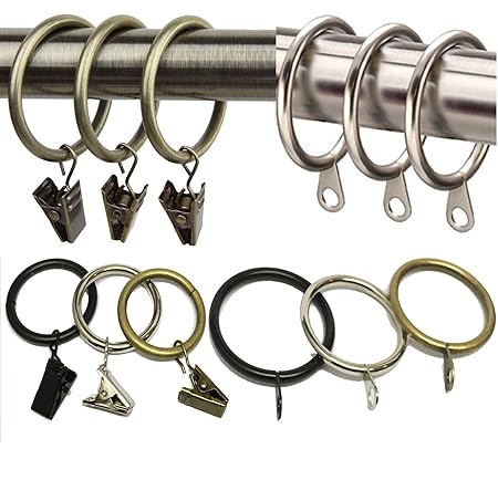 Systemseleven Metal Curtain Rod Rings Net Rail Pole Clips Hanging