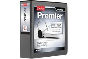 Cardinal Binder, Binders 3 Ring, EasyOpen ClearVue, Slant-D Ring, 3" Capacity, Holds 650 Sheets, Black, 4 Pockets, Non-Stick 