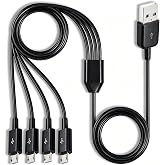 Micro USB Cable, Micro USB Splitter, Micro USB Charger &amp; Data Cable 1.64ft | USB A 2.0 to 4 Micro USB Cable, Multi Micro USB Charging Cord for Galaxy S5/S4/Note5,Old Android Phones,Electronics (Black)
