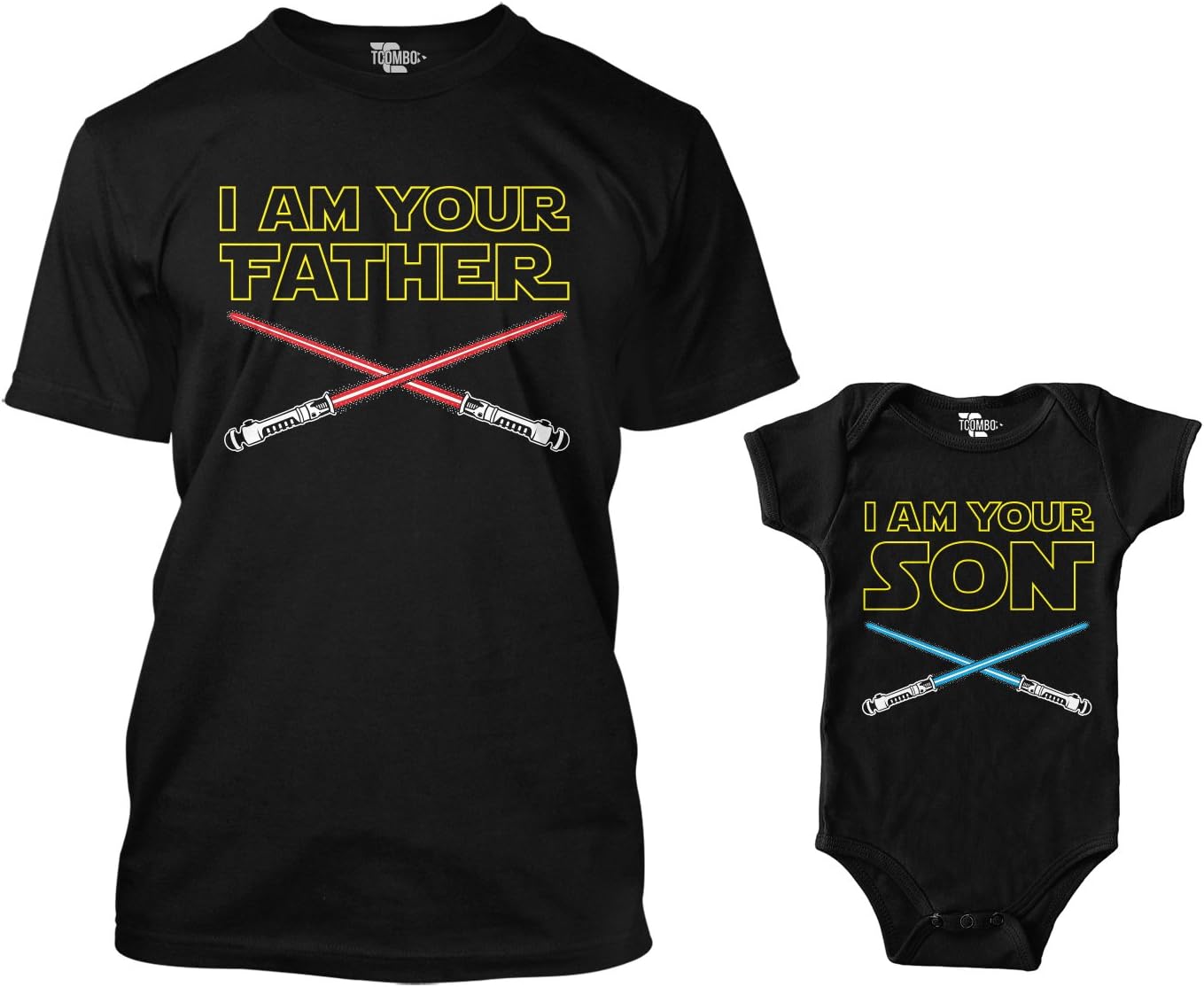 I Am Your Father/I Am Your Son Matching Bodysuit & Men's T-Shirt (Black/Black, XX-Large/6 Months)