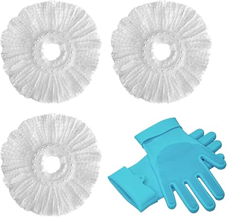 Softspin Wischmopp Ersatzkopf Mikrofaser Spin Mop Nachfuller Einfache Reinigung Ersatz Moppkopfe Runde Form Standardgrosse Inklusive 1 Paar Wiederverwendbarer Silikon Handschuhe 3 Stuck Blau Amazon De Kuche Haushalt