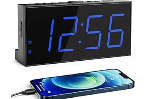 Roxicosly Alarm Clocks for Bedrooms, Digital Clock with 7.5''Large LED Display, Dual Alarms, USB Charging Port, 5 Brightness,