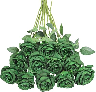 Tifuly 12 Pcs Artificial Roses 50cm Silk Long Stem Wedding Bouquet