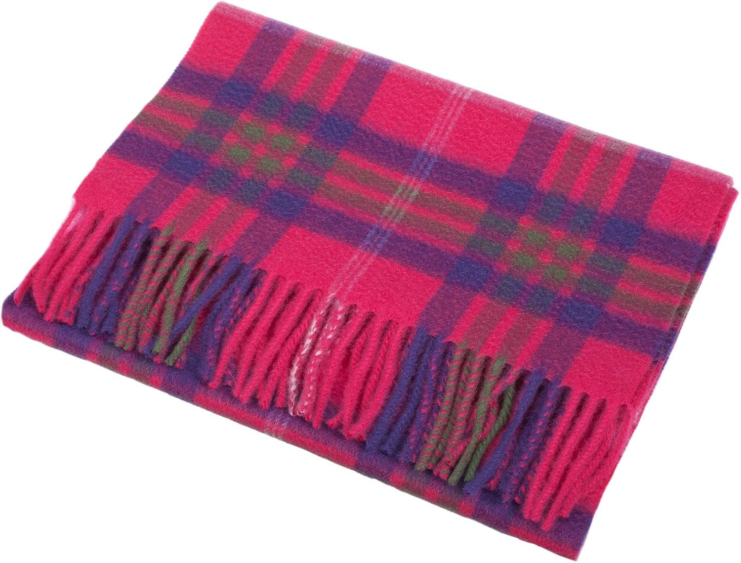 Dunedin 100 Cashmere Luxury Scottish Tartan Big Scarf Taransay/Pink