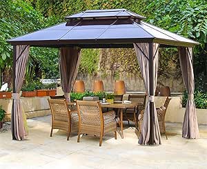 Amazon Com Erommy 10x13ft Outdoor Double Roof Hardtop Gazebo