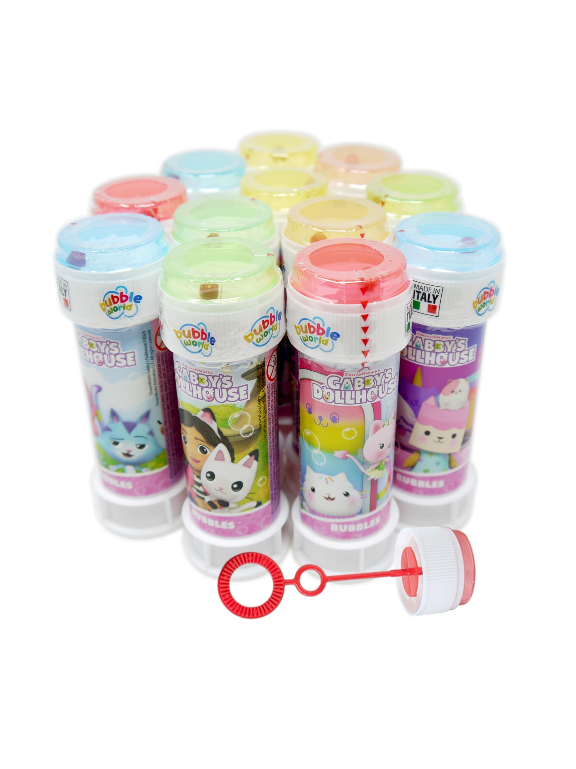 Anila's Gabby's Dolhouse Bubble Tubs with Wands, 60ml Solution & Maze Lid, Set of 12, Party Bag Fillers & Favours, Ages 3+