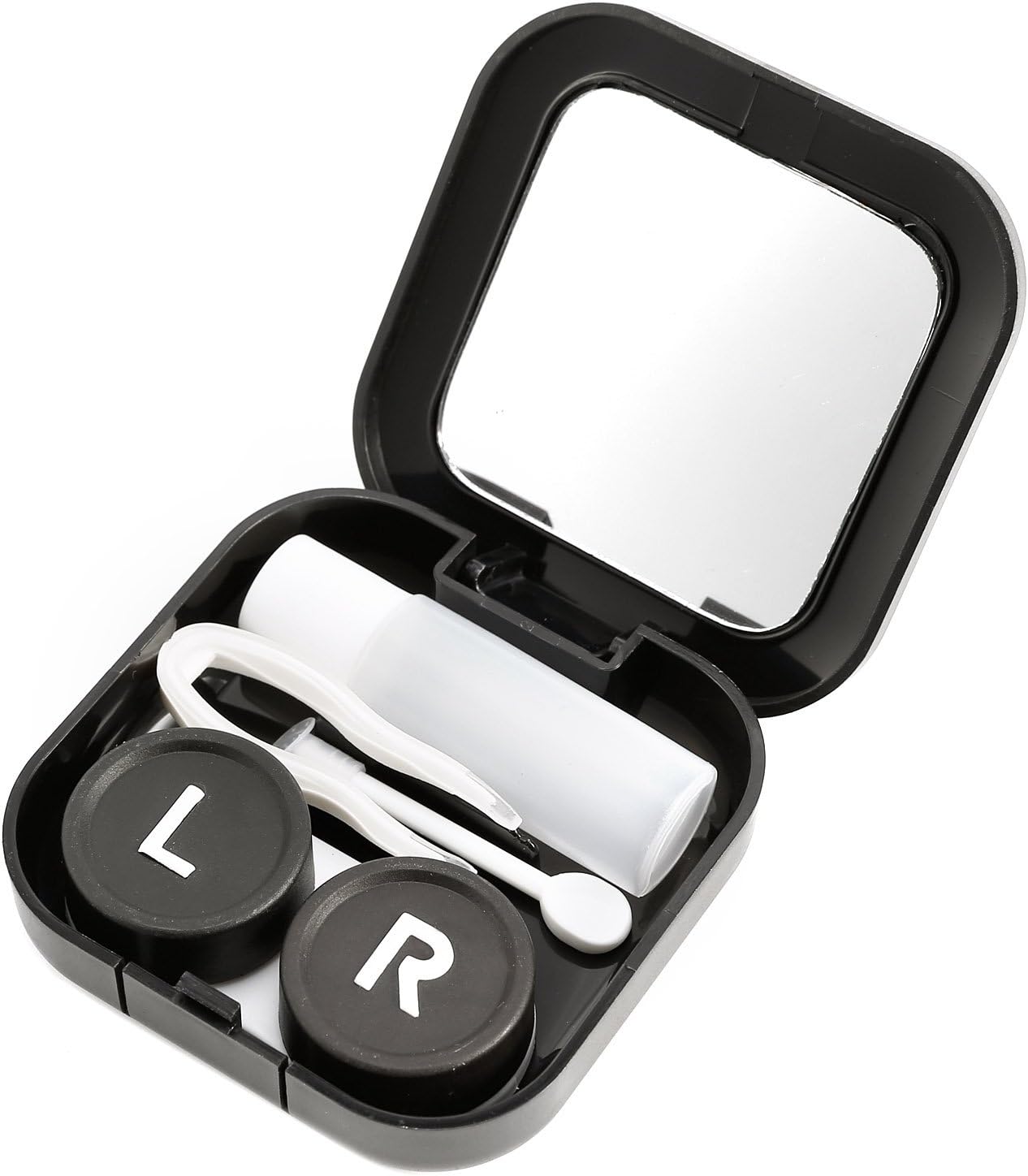Hamimelon Portable Mini Contact Lens Travel Kit Pocket Size Soaking Box Storage Holder (Black)