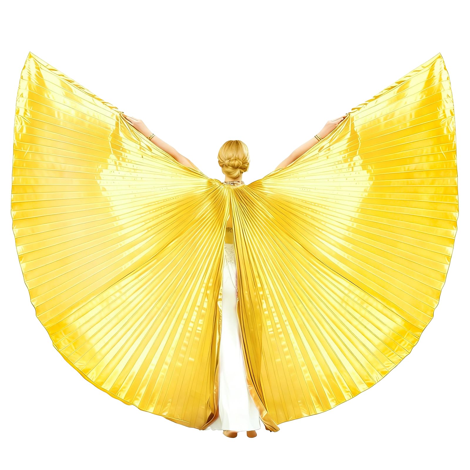 Baisdan Opening Isis Wings with Sticks, Belly Dance Butterfly Wings for Women, Halloween & Carnival Performance Costume Gold