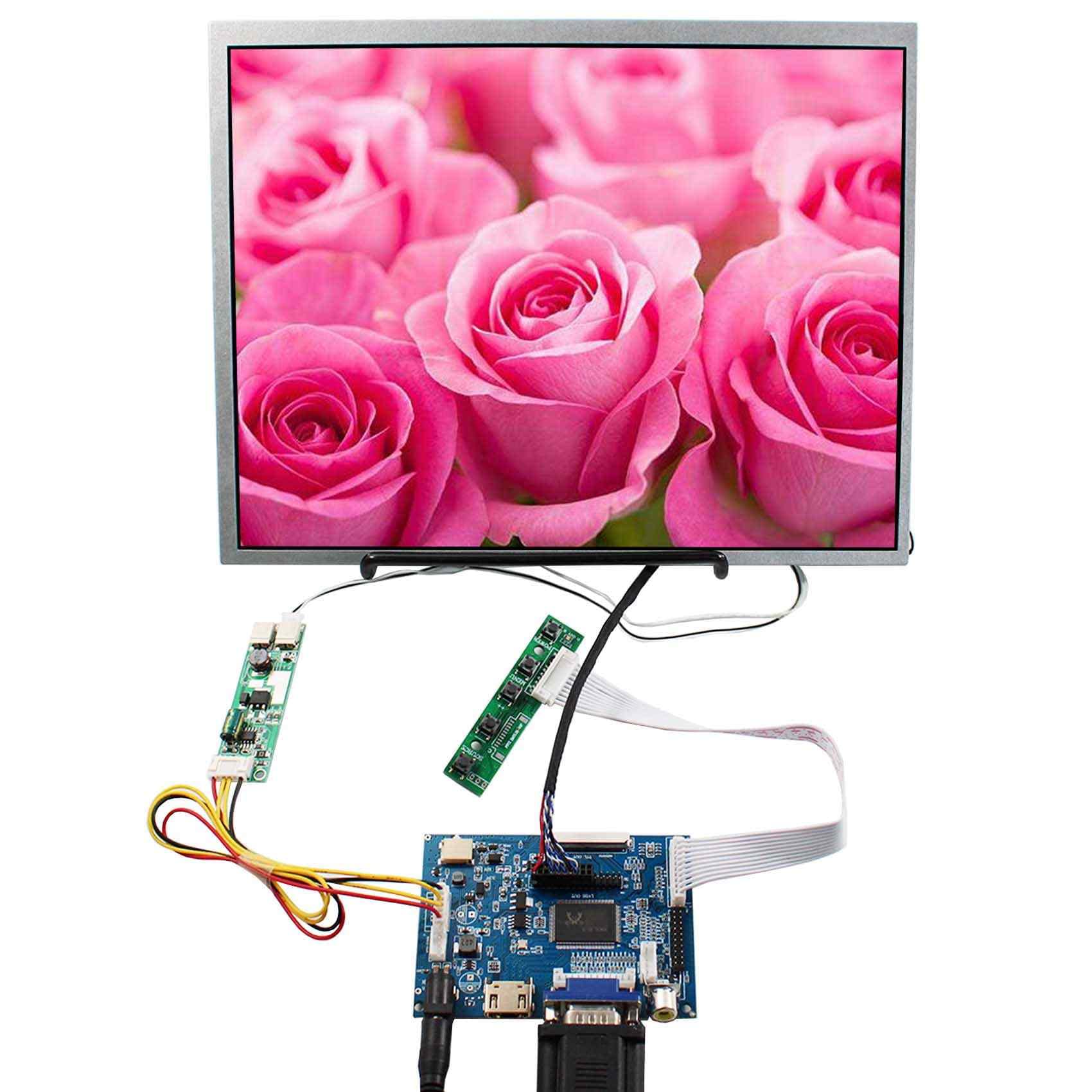 VSDISPLAY 12.1" 12.1 inch 1024x768 4:3 VS121T-001A TFT LCD Screen and VGA 2AV LCD Controller Board,for DIY Monitor Displaying