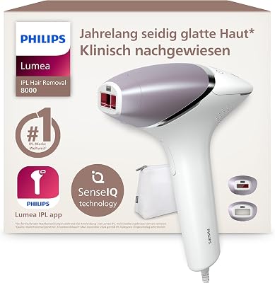 Lumea IPL 8000 Series - IPL Geräte Haarentfernung für bis zu 2 Jahre seidig-glatte Haut¹ mit 2 Aufsätzen für Körper & Gesicht, Alternative zur Laser-Haarentfernung (BRI944/00)