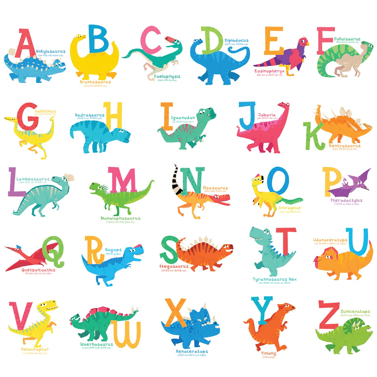 DECOWALL DS-8033 Dinosaur Alphabet Kids Wall Stickers ABC Peel and Stick Dinosaurs Decals Removable Nursery Bedroom Living Room Art Decor (Small)