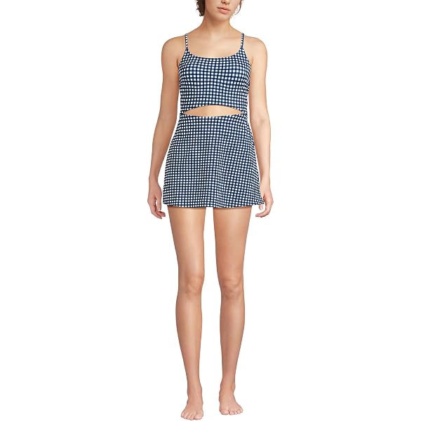 lands end halter swim dress Women's Square Neck Halter Swim Dress One Piece Swimsuit