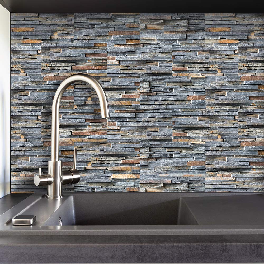 Bricks Effect Wall Sticker for TV Walls/Sofa Background Bedroom Kitchen Bathroom Wall Decor,Tile Transfers Sticker for Home Decor, Peel & Stick self-Adhesive Splashback Tile Decals, 9 pcs