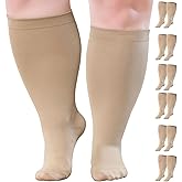 AMITOFO 6 Pairs Wide Calf Compression Socks 20-30mmHg for Men & Women, Plus Size Extra Support for Circulation, Swelling, Travel, Nurses, All Day Wear