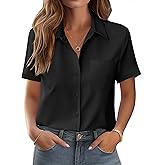 Zeagoo Womens Button Down Shirt Bust Pocket Short Sleeve Blouses Business Casual Work Tops Summer Outfits