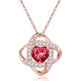 Iefil Love Knot Birthstone Necklace, Anniversary Birthday Gifts for Women | 925 Sterling Silver, Suitable Sensitive Skin, Gift Box Package, Jewelry Gifts for Wife Mom Girlfriend Daughter, 19+2inches