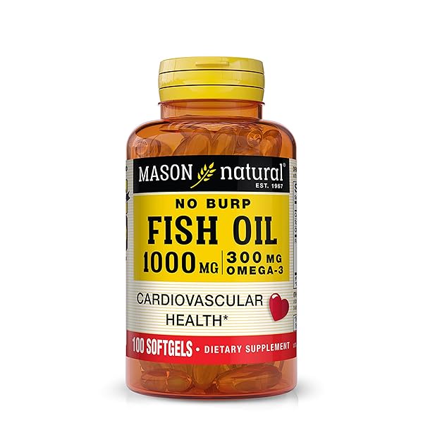 MASON NATURAL NO BURP FISH OIL 1000 MG OMEGA-3 300 MG, 100 SOFTGELS