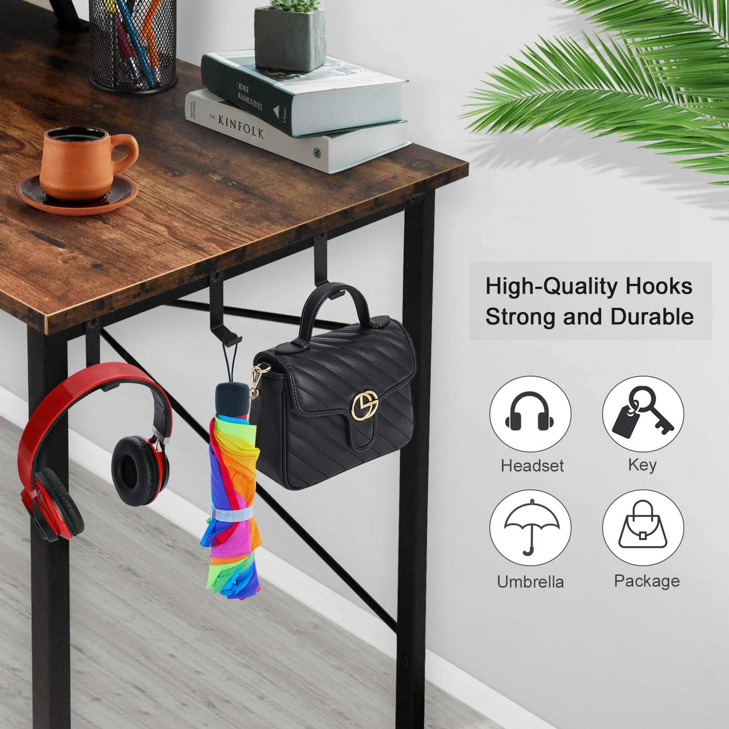 Seeutek Study Computer Desk Modern Writing Table 55 Inch Simple Style Laptop Desk with Storage Bag and Hooks for Home and Office: Kitchen & Dining