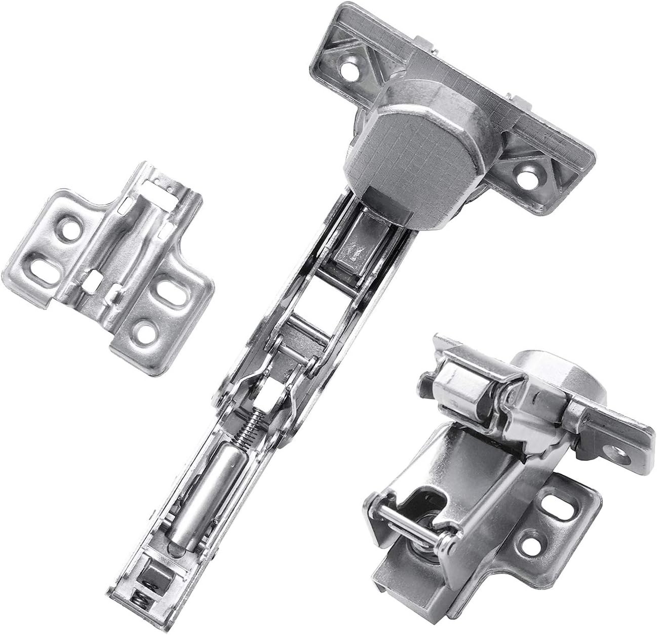 LOOTICH 165 Degree Full Overlay 35mm Hinges with Hydraulic Damper for Kitchen Cabinet Cupboard Wardrobe Door Metal Soft Close Hinge with Cushioning and Buffering Pack of 4 - Image 4