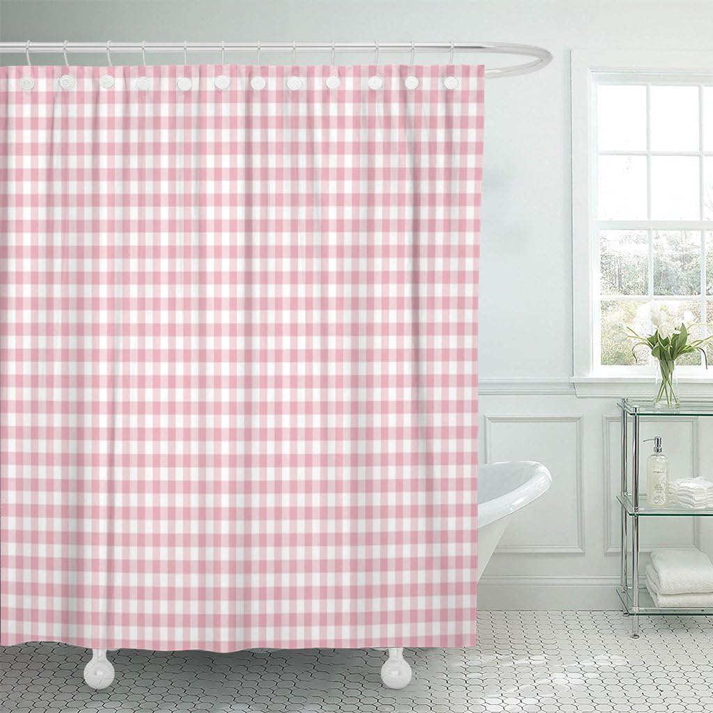 Amazon Com Emvency Shower Curtain Colorful Abstract Pink Gingham Pattern Check Checkered Waterproof Polyester Fabric 72 X 72 Inches Set With Hooks Home Kitchen