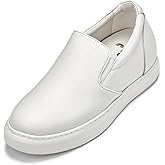 CALTO Men's Invisible Height Increasing Elevator Shoes - White Nappa Leather Slip-on Lightweight Casual Loafers - 2.6 Inches Taller - T1022 - Size 7 D(M) US