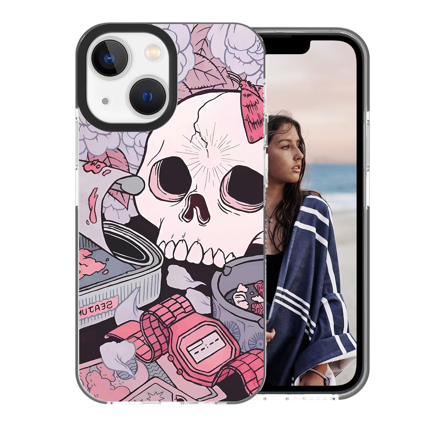 FOQENCCI Compatible with iPhone 14 Case with Cool Skeleton Soft TPU Non-Slip Anti-Scratch Shockproof Thin Slim Fit Cover for iPhone 14 6.1-inch
