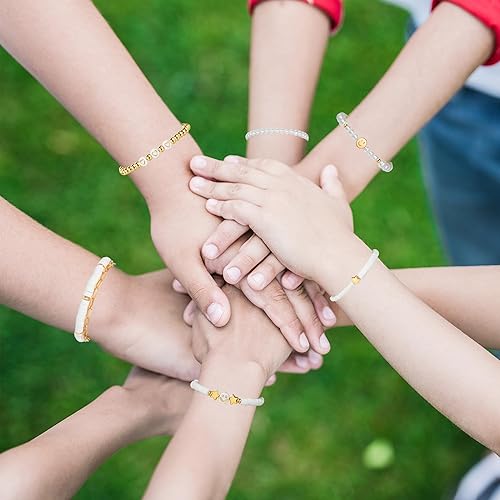 Preppy Bracelets Set Colorful White Gold Smile Heart Star Polymer Beaded  Pearl Clay Stackable Charm Y2K Kidcor