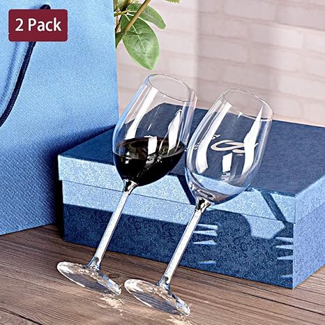 Amazon 背の高いワイングラスセット2 クリスタルガラスの大規模なワイングラス の450ミリリットル ユニークな 女性 男性 結婚 記念日 クリスマス 誕生日のために ワイングラス オンライン通販