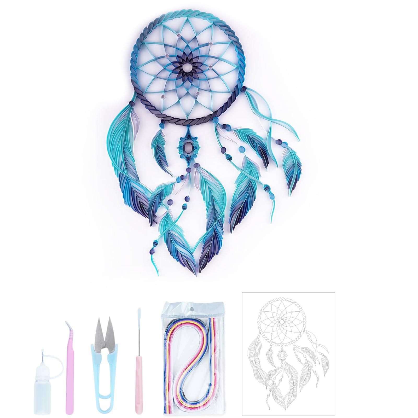 Uniquilling Quilling Kits Paper Quilling Kit for Adults Beginner, Paper Filigree Painting Kits DIY Kits Paper Quilling Tools, Modern Wall Art for Living Room, 16 * 20in Dream Catcher- Basic