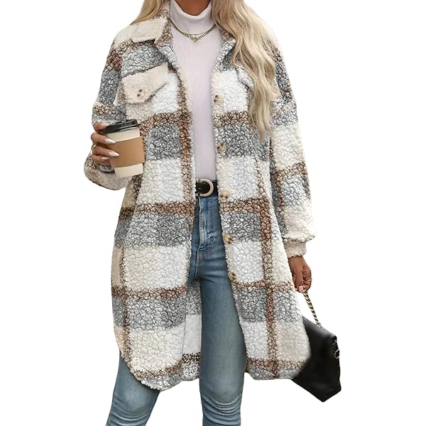 Amazon.com: Tednrk Sherpa Coats for Women Oversized Flannel Plaid