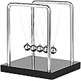 Newtons Cradle Balance Pendulum 5 Balls, Wooden Base Newton's Cradle, Desktop Toys Kinetic Toys for Kids Adults, Office Home Desk Décor, Fun Science Physics Learning