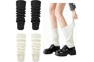 2 Pairs Knitted Leg Warmers, Thermal and Windproof Long Leg Warmer Women, Kawaii Winter Fur Leg Warmers for Women Lady Girls 
