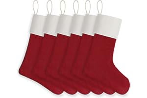 WANZELONYO Red Christmas Stocking 18 Inch 6 Pack Xmax Personalized Stockings Bulk for Sublimation Blanks