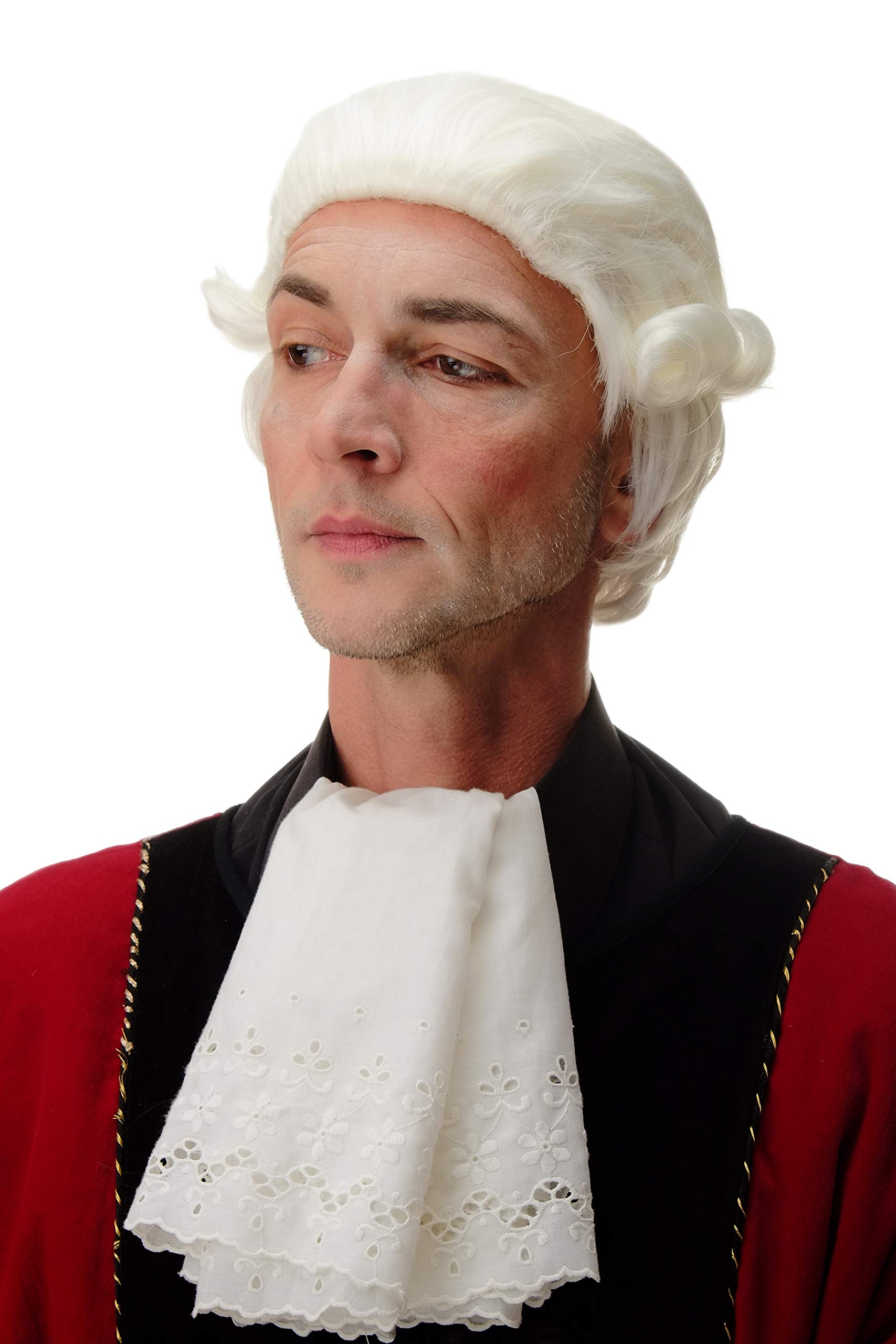 WIG ME UP - PT0027-KB80 Lady Man Party Wig Halloween Carnival Baroque Noble Lord Courtier Countess short curls white blond