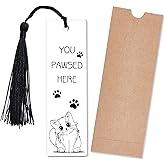PRESSINART Acrylic Cat Bookmark for Reading Rectangle You Pawsed Here Funny Cat Paw Bookmarks with Tassel Cute Kitty Pet Animal Book Marker Accessories for Men Women Readers Writers Home Office Gifts