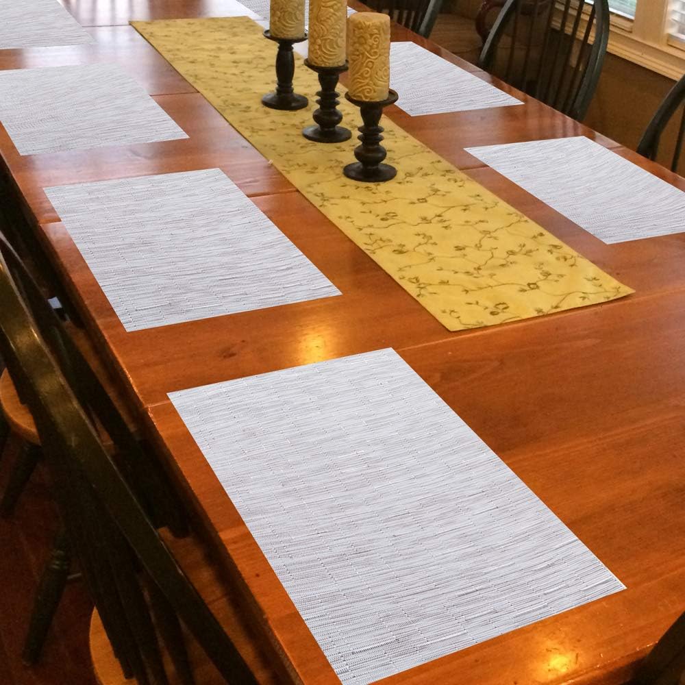 DOLOPL Table Mats Silver Place Mats for Table Set of 6 Crossweave Woven Vinyl Easy to Clean Wipeable Washable Modern Farmhouse Ourdoor Placemats for Dining Kitchen Patio Table: Home & Kitchen