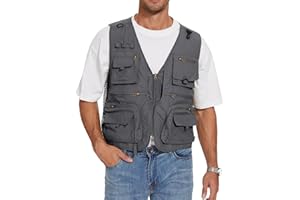 PEHMEA Men's Fishing Vest Utility Detachable Summer Vests with Pockets for Safari Travel Outdoor Work Photo Cargo Fly