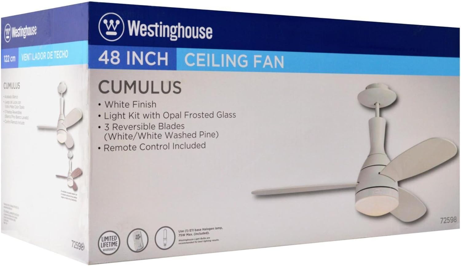 Westinghouse 7259800 Cumulus One Light Reversible Three Blade